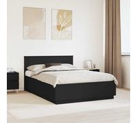 vidaXL Bed Frame with Headboard Black 150 x 200 cm Engineered Wood
