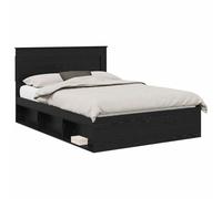 vidaXL Bed Frame with Headboard Black 160 x 200 cm Solid Pine Wood, Durable Pine