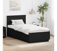 vidaXL Bed Frame with Headboard Black 70 x 190 cm Engineered Wood