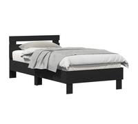 vidaXL Bed Frame with Headboard Black oak 90 x 190 cm, Modern Bed Frame, Rectangular Shape, Engineered Wood Design, Simple Setup, Functional Wall-Mounted Headboard