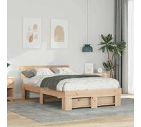 vidaXL Bed Frame with Headboard Brown 120 x 200 cm Solid Pine Wood
