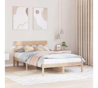 vidaXL Bed Frame with Headboard Brown 135 x 190 cm Solid Pine wood