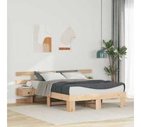 vidaXL Bed Frame with Headboard Brown 135 x 190 cm Solid Pine Wood