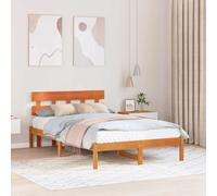 vidaXL Bed Frame with Headboard Brown 140 x 190 cm Solid Pine wood