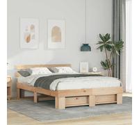 vidaXL Bed Frame with Headboard Brown 140 x 200 cm Solid Pine Wood
