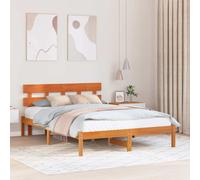 vidaXL Bed Frame with Headboard Brown 160 x 200 cm Solid Pine wood