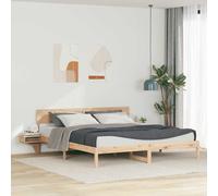 vidaXL Bed Frame with Headboard Brown 200 x 200 cm Solid Pine Wood
