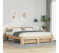vidaXL Bed Frame with Headboard Brown 200 x 200 cm Solid Pine Wood