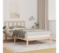 vidaXL Bed Frame with Headboard Brown 75 x 190 cm Solid Pine Wood