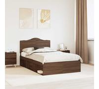 vidaXL Bed Frame with Headboard Brown Oak 120 x 200 cm Solid Pine Wood