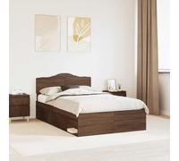 vidaXL Bed Frame with Headboard Brown Oak 120 x 200 cm Solid Pine Wood