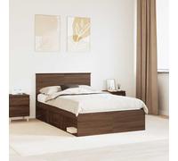 vidaXL Bed Frame with Headboard Brown Oak 120 x 200 cm Solid Pine Wood