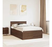 vidaXL Bed Frame with Headboard Brown Oak 135 x 190 cm Engineered Wood