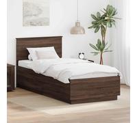 vidaXL Bed Frame with Headboard Brown Oak 70 x 190 cm Engineered Wood
