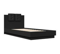 vidaXL Bed Frame with Headboard Home Bed Base Black 100x200 cm Engineered Wood