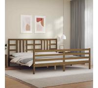 vidaXL Bed Frame with Headboard Honey Brown 200x200 cm Solid Wood 08 UK HOT