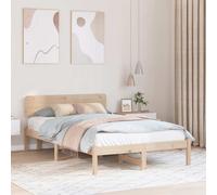 vidaXL Bed Frame with Headboard Natural 120 x 200 cm Solid Pine Wood
