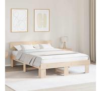 Bed frame solid pine wood Natural brown 160 x 200 cm with headboard Rustic matte