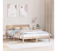vidaXL Bed Frame with Headboard Natural 160 x 200 cm Solid Pine Wood