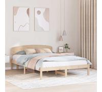 vidaXL Bed Frame with Headboard Natural 160 x 200 cm Solid Pine Wood