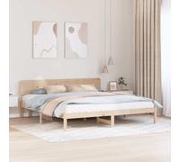 vidaXL Bed Frame with Headboard Natural 180 x 200 cm Solid Pine Wood