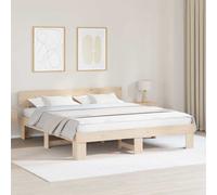vidaXL Bed Frame with Headboard Natural 180 x 200 cm Solid Pine Wood