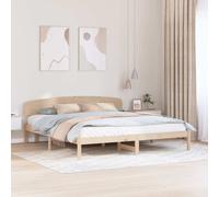 vidaXL Bed Frame with Headboard Natural 200 x 200 cm Solid Pine Wood