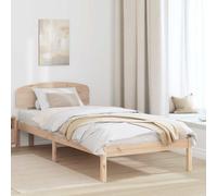 vidaXL Bed Frame with Headboard Natural 75 x 190 cm Solid Pine Wood