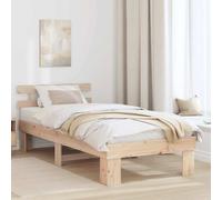 vidaXL Bed Frame with Headboard Natural 75 x 190 cm Solid Pine Wood