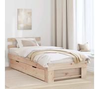 vidaXL Bed Frame with Headboard Natural 90 x 200 cm Solid Pine Wood