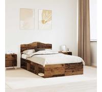 vidaXL Bed Frame with Headboard Old Wood 120 x 200 cm Solid Pine Wood
