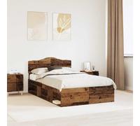 vidaXL Bed Frame with Headboard Old Wood 120 x 200 cm Solid Pine Wood