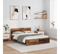 vidaXL Bed Frame with Headboard Old Wood 140 x 190 cm Engineered Wood, Brown