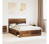 vidaXL Bed Frame with Headboard Old Wood 140 x 190 cm Solid Pine Wood