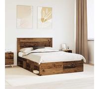 vidaXL Bed Frame with Headboard Old Wood 140 x 200 cm Solid Pine Wood