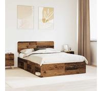 vidaXL Bed Frame with Headboard Old Wood 150 x 200 cm Solid Pine Wood