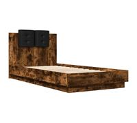 vidaXL Bed Frame with Headboard Smoked Oak 90x190 cm Single Engineered Wood