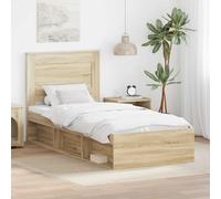 vidaXL Bed Frame with Headboard Sonoma 100 x 200 cm Solid Pine Wood