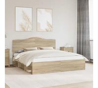 vidaXL Bed Frame with Headboard Sonoma 200 x 200 cm Solid Pine Wood