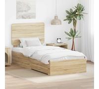 vidaXL Bed Frame with Headboard Sonoma Oak 90 x 190 cm Engineered Wood