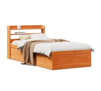 vidaXL Bed Frame with Headboard Wax Brown 100x200 cm Solid Wood Pine