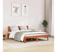 vidaXL Bed Frame with Headboard Wax Brown 120 x 190 cm Solid Pine Wood, Modern Wooden Bed Frame, Rectangular Platform Style, Pine for Mattress, Contemporary Indoor Bedroom Setup