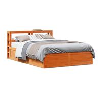 vidaXL Bed Frame with Headboard Wax Brown 120x190 cm Small Double Solid Wood Pine