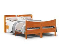 vidaXL Bed Frame with Headboard Wax Brown 120x200 cm Solid Wood Pine