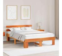 vidaXL Bed Frame with Headboard Wax Brown 140 x 200 cm Solid Pine Wood