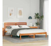 vidaXL Bed Frame with Headboard Wax Brown 160 x 220 cm Solid Pine Wood