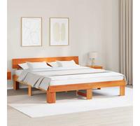 vidaXL Bed Frame with Headboard Wax Brown 180 x 200 cm Solid Pine Wood