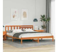vidaXL Bed Frame with Headboard Wax Brown 180 x 200 cm Solid Pine Wood