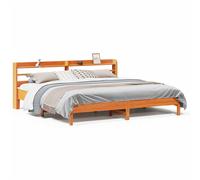 vidaXL Bed Frame with Headboard Wax Brown 180x200 cm King Size Solid Wood Pine