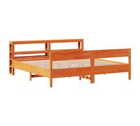 vidaXL Bed Frame with Headboard Wax Brown 180x200 cm King Size Solid Wood Pine